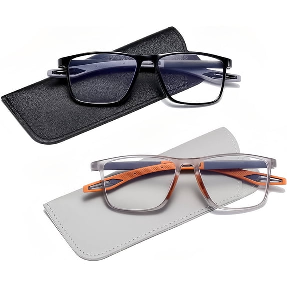 2 Pack Reading Glasses for Men,Sports Style Blue Light Blocking Readers with Anti Glare Filter Lightweight Eyeglasses