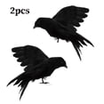thumbnail image 1 of 2 Pack Realistic Black Feathered Crow Halloween Prop, Hanging Flying Raven Decor for Yard Garden Indoor Outdoor, 1 of 3