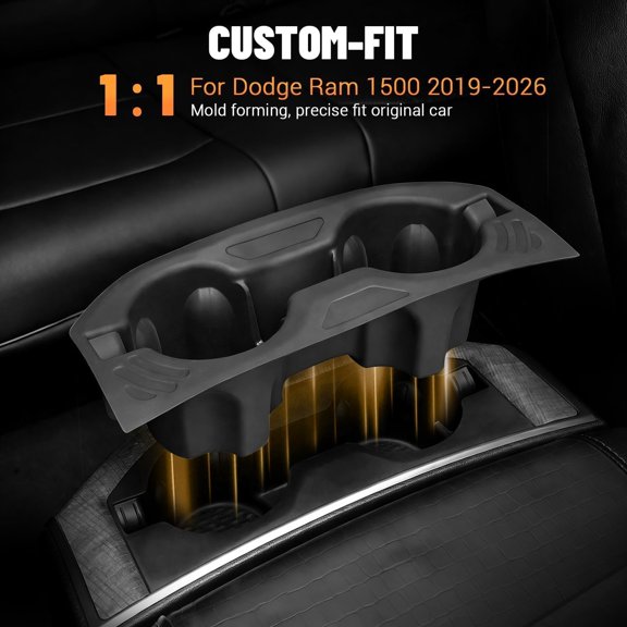 2 Pack Rear Cup Holder Inserts Fit for Truck 1500 2500 3500 2019-2026, Silicone -In Liner for Center Console Cup Holders