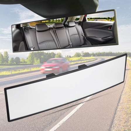 2 Pack Rear View Mirror, 11.8Inch Universal Interior Clip On Panoramic Rearview Mirror to Reduce Blind Spot Effectively,Anti Glare,Clear Tint,Wide Angle Mirror,For Cars,SUV,Trucks