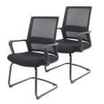 thumbnail image 1 of 2 Pack Office Desk Chair No Wheels Mesh Back Padded Computer Chairs for Conference Meeting Waiting Room, Black, 1 of 8