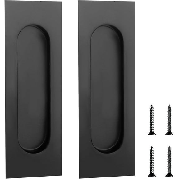 2 Pack Recessed Flush Finger Pulls,Matte Black Sliding Closet Door Pulls,Rectangular Recessed Closet Door Handles,Stainless Steel Door Handles,Pocket Door Handles