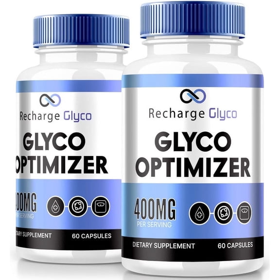 (2 Pack) Recharge Glyco Optimizer, Maximum Strength Blood Flow Support, All-Natural Capsules to Maintain Stable Levels, Vitamins Formula for Overall Health, 400MG Official Reviews (120 Capsules)