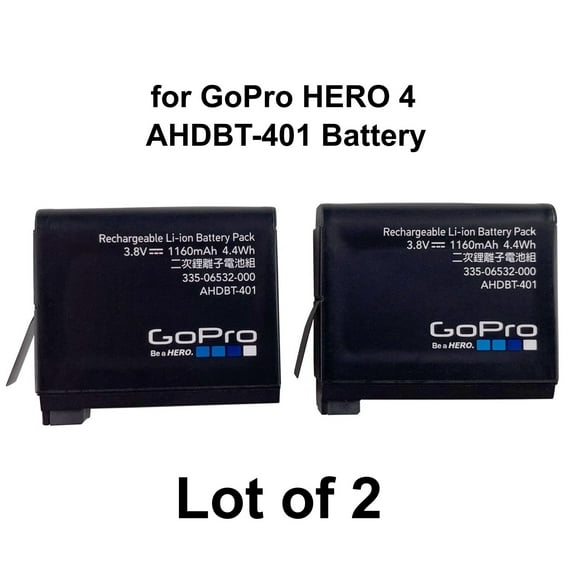 2 Pack Rechargeable Battery AHDBT-401 for GoPro HERO4 HERO 4 Camera