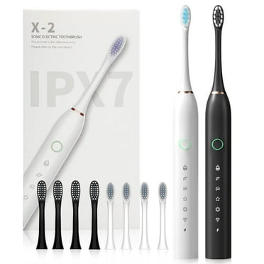 2 Pack Rechargeable Electric Toothbrushes for Adults and Kids, Sonic Whitening Tooth Brush with 8 Brush Heads, 6 Cleaning Modes and Smart Timer, Waterproof Cleaning Toothbrushes