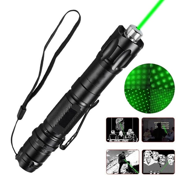 2 Pack Rechargeable Green Laser Pointer Pen 532nm Visible Beam W/ Star Beam Light+Battery+Charger Set