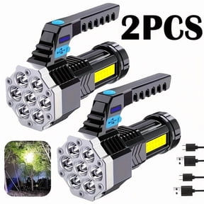 2 Pack Rechargeable High Power COB LED Flashlight Portable Durable Outdoor Handheld Torch