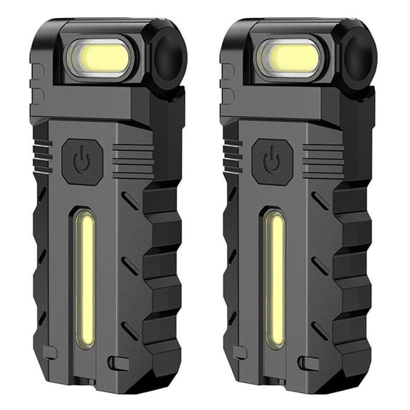 2 Pack Rechargeable LED Flashlight with 180 Rotatable Head and Magnetic Base, 1000 Lumens Bright EDC Pen Light for Work, Pocket Clip Torch for Outdoor Camping and Emergency