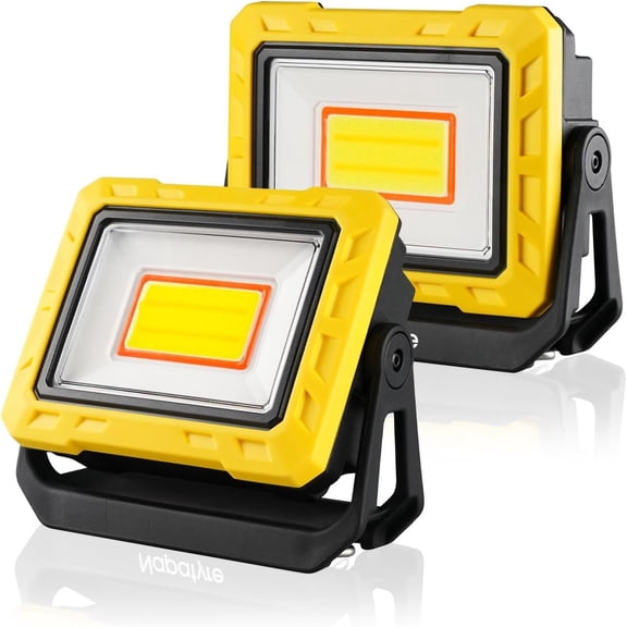 2 Pack Rechargeable LED Work Light, 2000 High Lumens  Light with 6 Modes & 360? Rotatable, 4400mAh Portable Flashlight for Mechanic, Detailing, Repair, Camping