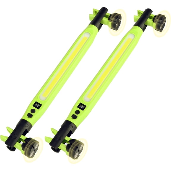 2 Pack Rechargeable LED Work Light, 3000LM Portable Mechanic Light with Base, Hooks & Clamps, 4 Modes Under Work Light with Red SOS for Repair, Garage