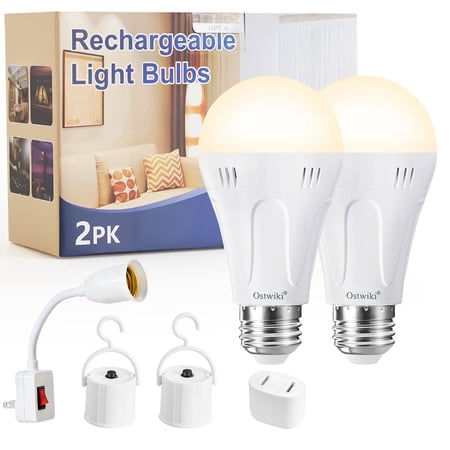 2 Pack Rechargeable Light Bulbs,1200mAh Battery Backup Light Bulb for Emergency Use,A19 E26 Emergency Light Bulbs for Power Outage 9W 3000K Warm Self-Charging Bulb for Hurricane Outdoor Camping Hikin price history and forecast - Ostwiki OST-100-13