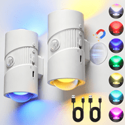 2 Pack Rechargeable Motion Sensor Night Lights, 7-Color Changing LED Night Lights, RGB Magnetic Wall Lights for Bedroom, Hallway, Stairs, Closet