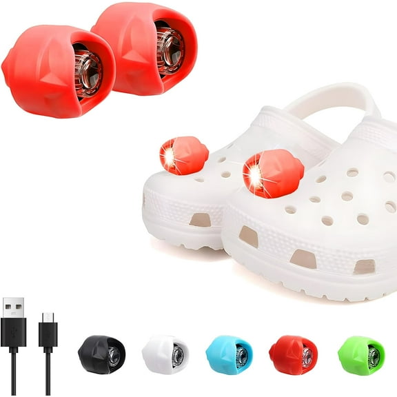 2 Pack Rechargeable Shoe Lights for Crocs - Waterproof LED Headlamps, Hands Free Flashlights for Kids Adults, Camping & Dog Walking