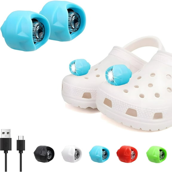 2 Pack Rechargeable Shoe Lights for Crocs - Waterproof LED Headlamps, Hands Free Flashlights for Kids Adults, Camping & Dog Walking