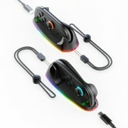 2-Pack Rechargeable Left-Right Handheld Mouse with Magnetic Base and Ambient Light for Nintendo Switch 2 Joy-Cons Game Controllers-Black