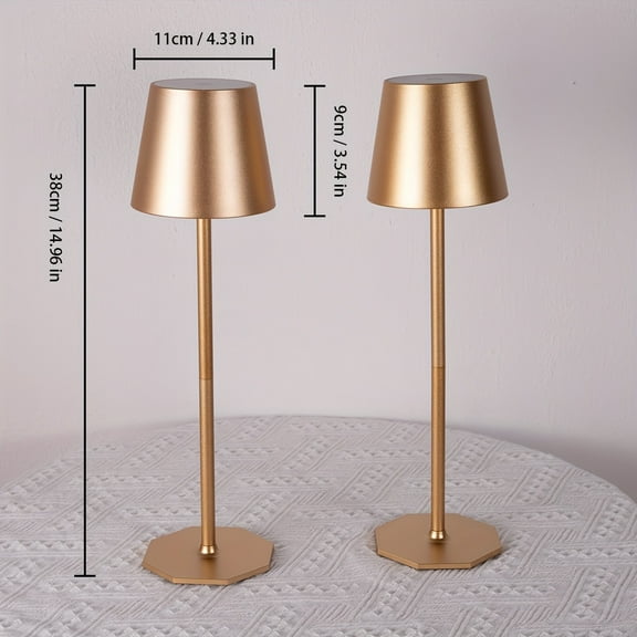 2 Pack Rechargeable Table Lamps Cordless Table Lights - 6000mAh Battery Operated Touch Night Light Lamp Wireless Portable Desk Lamp For Table Restaurant Bedroom Patio(Golden/Black)