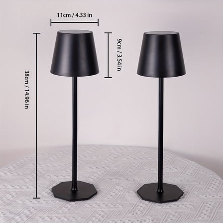 2 Pack Rechargeable Table Lamps Cordless Table Lights - 6000mAh Battery Operated Touch Night Light Lamp Wireless Portable Desk Lamp For Table Restaurant Bedroom Patio(Black)