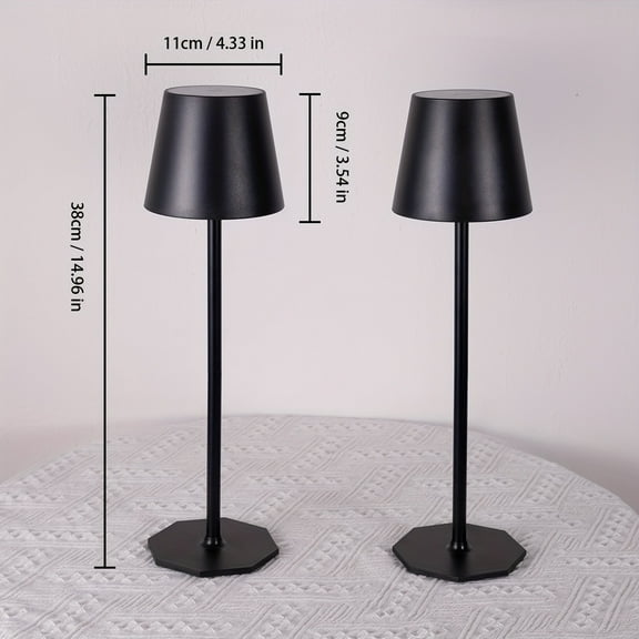 2 Pack Rechargeable Table Lamps Cordless Table Lights - 6000mAh Battery Operated Touch Night Light Lamp Wireless Portable Desk Lamp For Table Restaurant Bedroom Patio(Black)