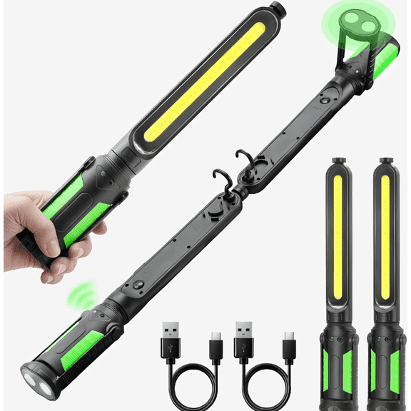 2-Pack Rechargeable Work Light Bar, 2400LM Magnetic LED Mechanic Light with Motion Sensor, 360 Rotation, Underhood Use