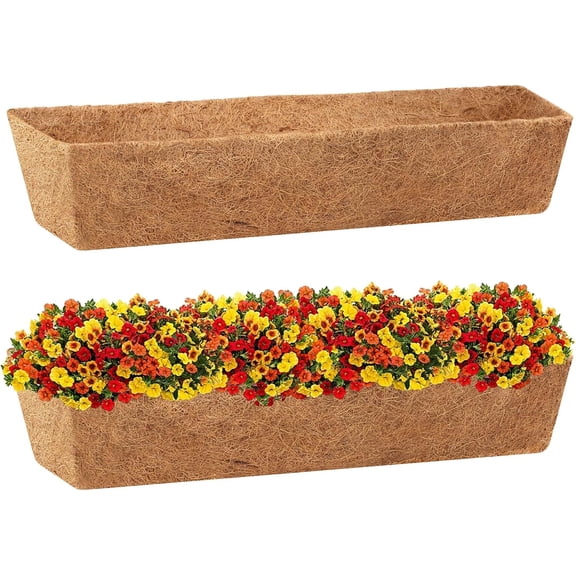 2 Pack Rectangle Coco Liners for Planters- 48 Inch Window Box Liners