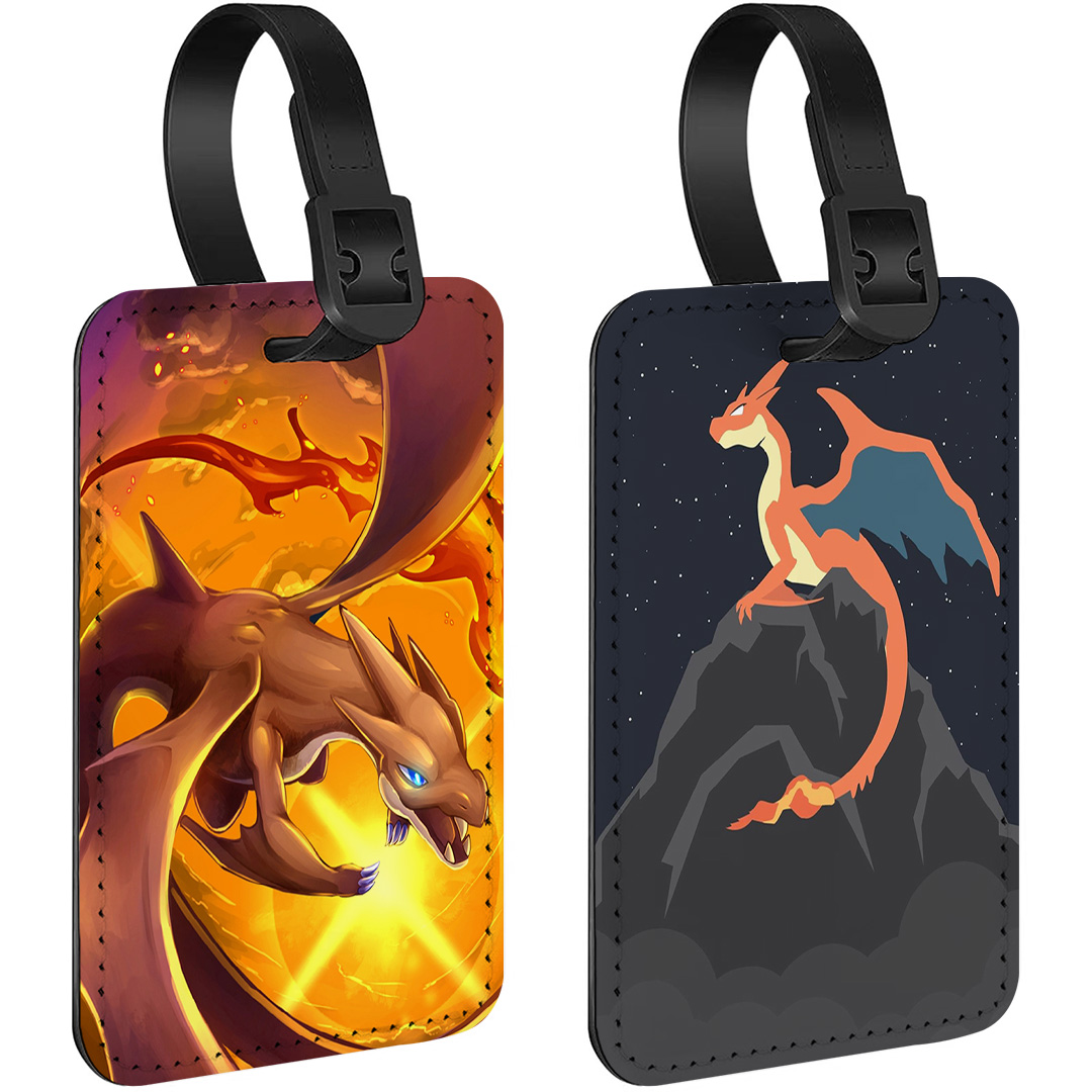 2 Pack Rectangle PU Leather Luggage Tags for Travel Suitcase Baggage 4.