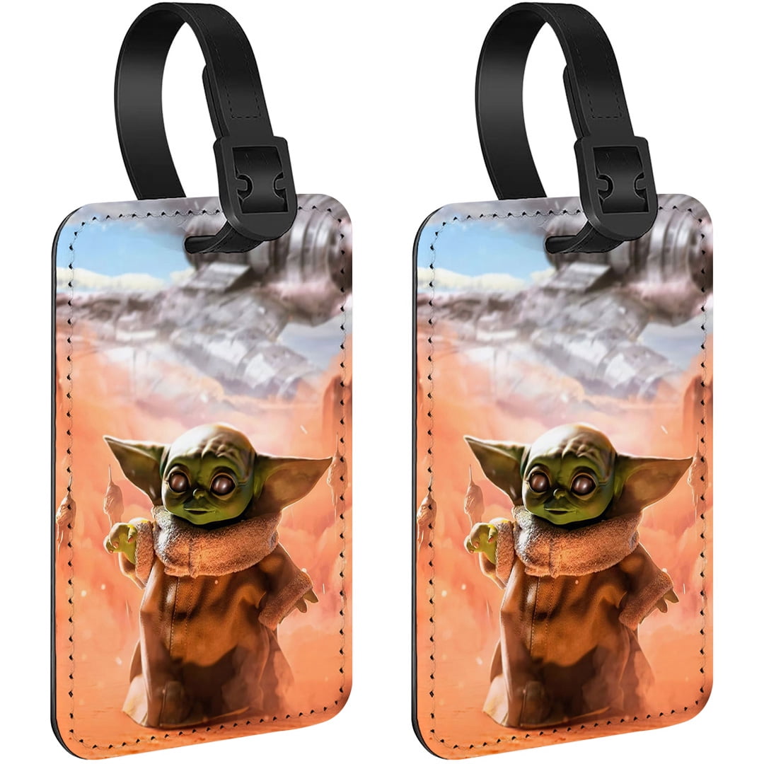 2 Pack Rectangle PU Leather Luggage Tags for Travel Suitcase Baggage 4.