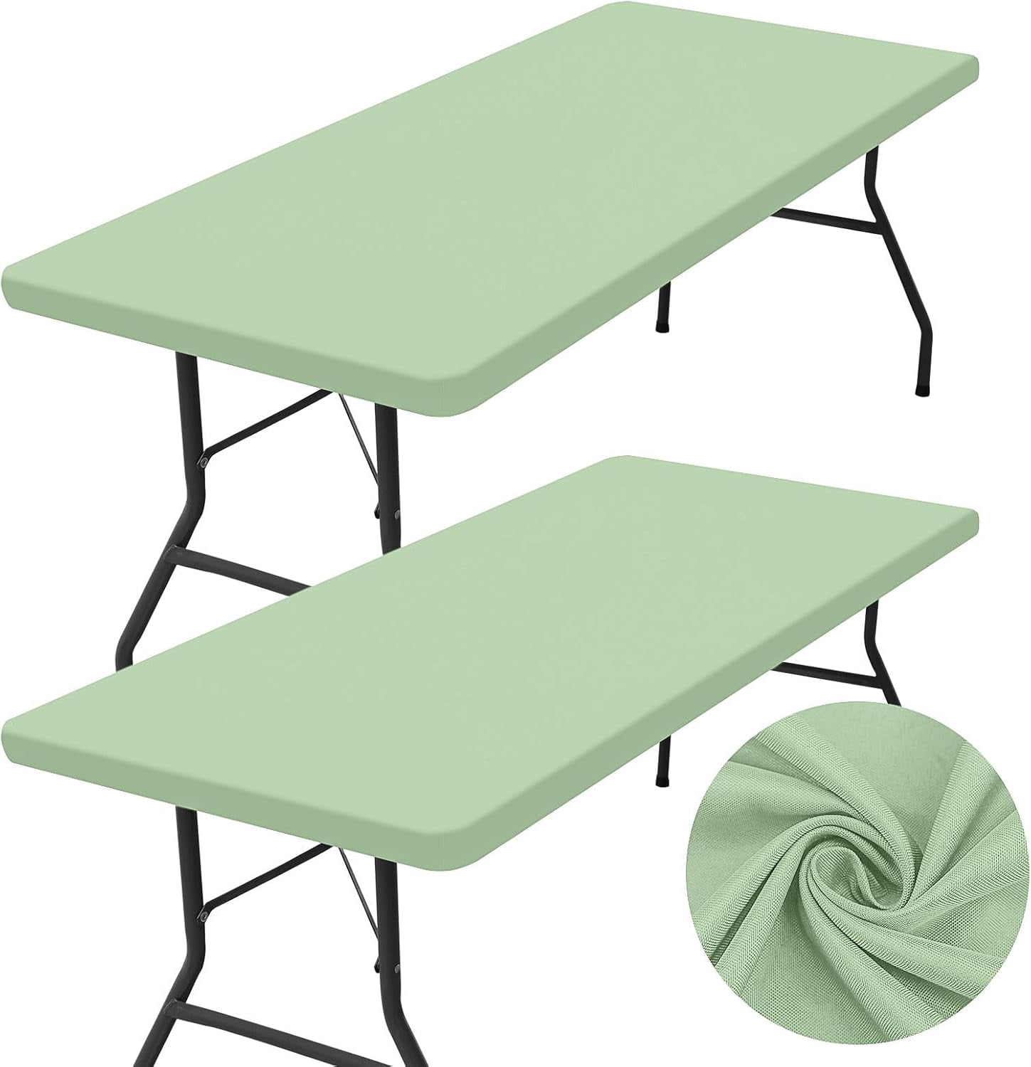 2 Pack Rectangle Table Cloth, Elastic Fitted Fabric Tablecloth Fits for ...