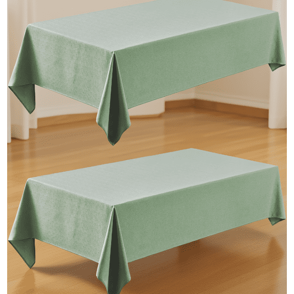 2 Pack Rectangle Tablecloth 60x120 Inch, Linen Textured Water Resistant Wrinkle Free Table Cover for Dining Party Camping, Sage Green