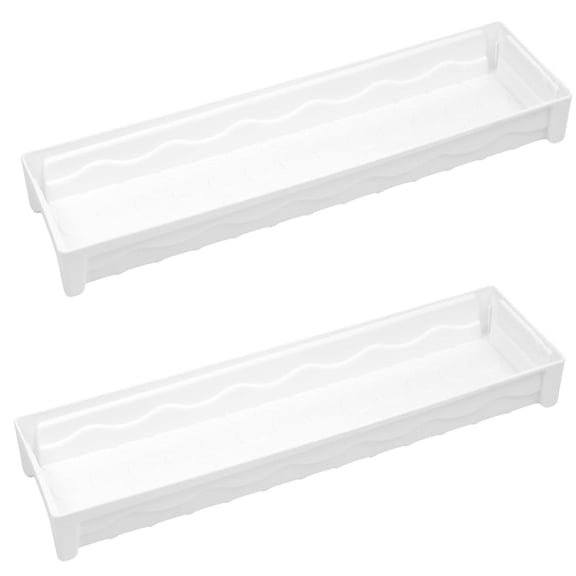 2 Pack Rectangular Plant Drip Trays, Bexikou Durable Plastic Saucers with Drainage Holes for Windowsill, Indoor Outdoor Flower Pots & Planters
