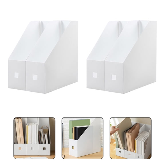 2 Pack Rectangular Plastic Desk Organizer, Magazine Rack, White