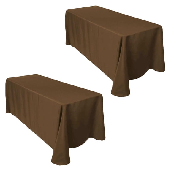 2-Pack Rectangular Tablecloths 90 in x 132 in with Rounded Corners - Chocolate Table Cloths for 6 ft Rectangle Tables Floor Length - Polyester Fabric Cloth Table Covers for Wedding, Party