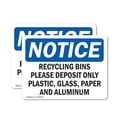 thumbnail image 1 of (2 Pack) Recycling Bins Please Deposit Only Plastic OSHA Notice Sign 14 Inch X 10 Inch Vinyl Label Decal Sticker Weather Resistant, UV Protected for Workplace, Business, and, 1 of 7