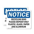 thumbnail image 1 of (2 Pack) Recycling Bins Please Deposit Only Plastic OSHA Notice Sign 24 Inch X 18 Inch Indoor / Outdoor Rust-Free Aluminum Metal Signs for Workplace, Workshop, and Construction Site,, 1 of 8