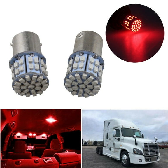 2 Pack Red 1156 LED Bulbs 50SMD 12V DC for Freightliner Cascadia Dome Cab Lighting