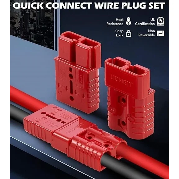2-Pack Red 2-4 Awg Sb 175 Dc Connector Kit Forklift, Boat, Solar, Golf Cart, Etc
