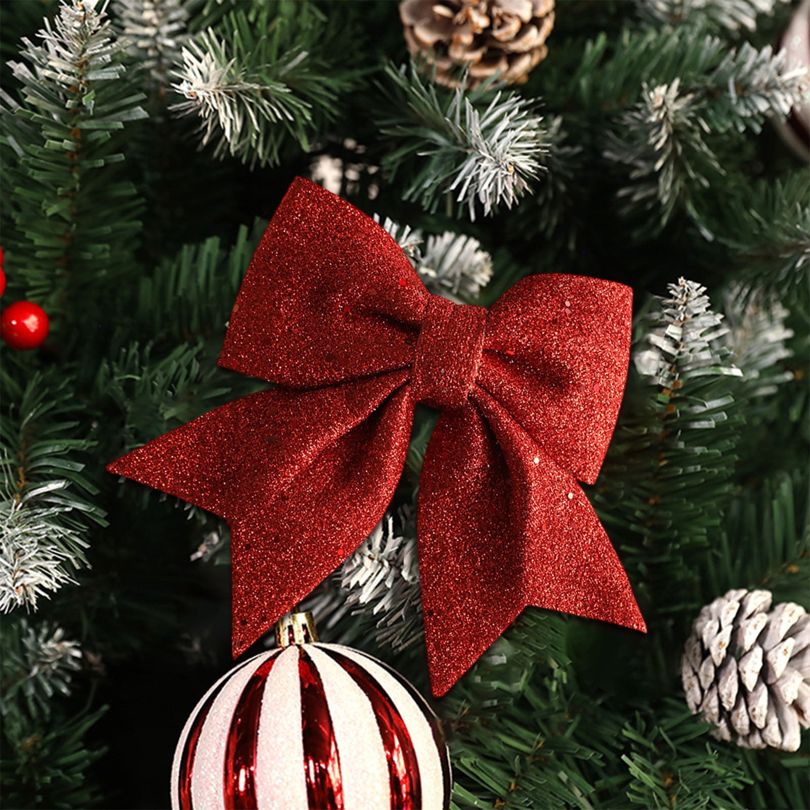 2 Pack Red Bows Christmas Tree Decorations,5.91"x4.72" Large Velvet ...