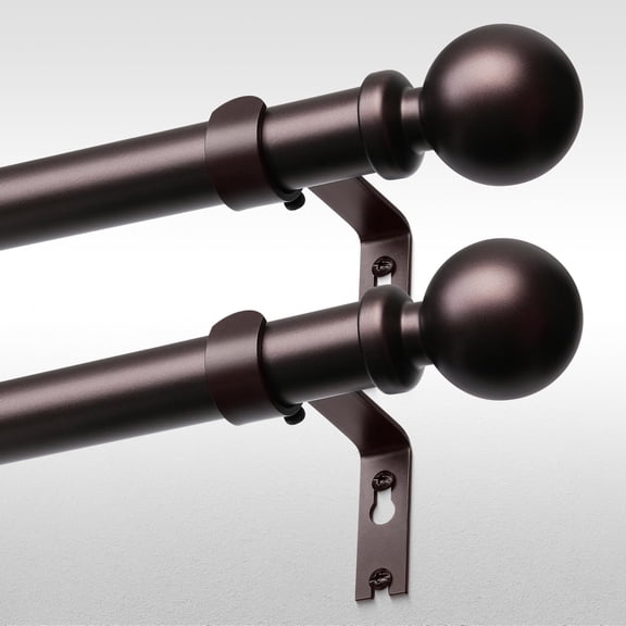 2 Pack Red Bronze Curtain Rod 36-60 Inch 1 Adjustable Heavy Duty Rods For Windows Decorative Modern Window Splicing Metal Drapery Pole Easy Installation