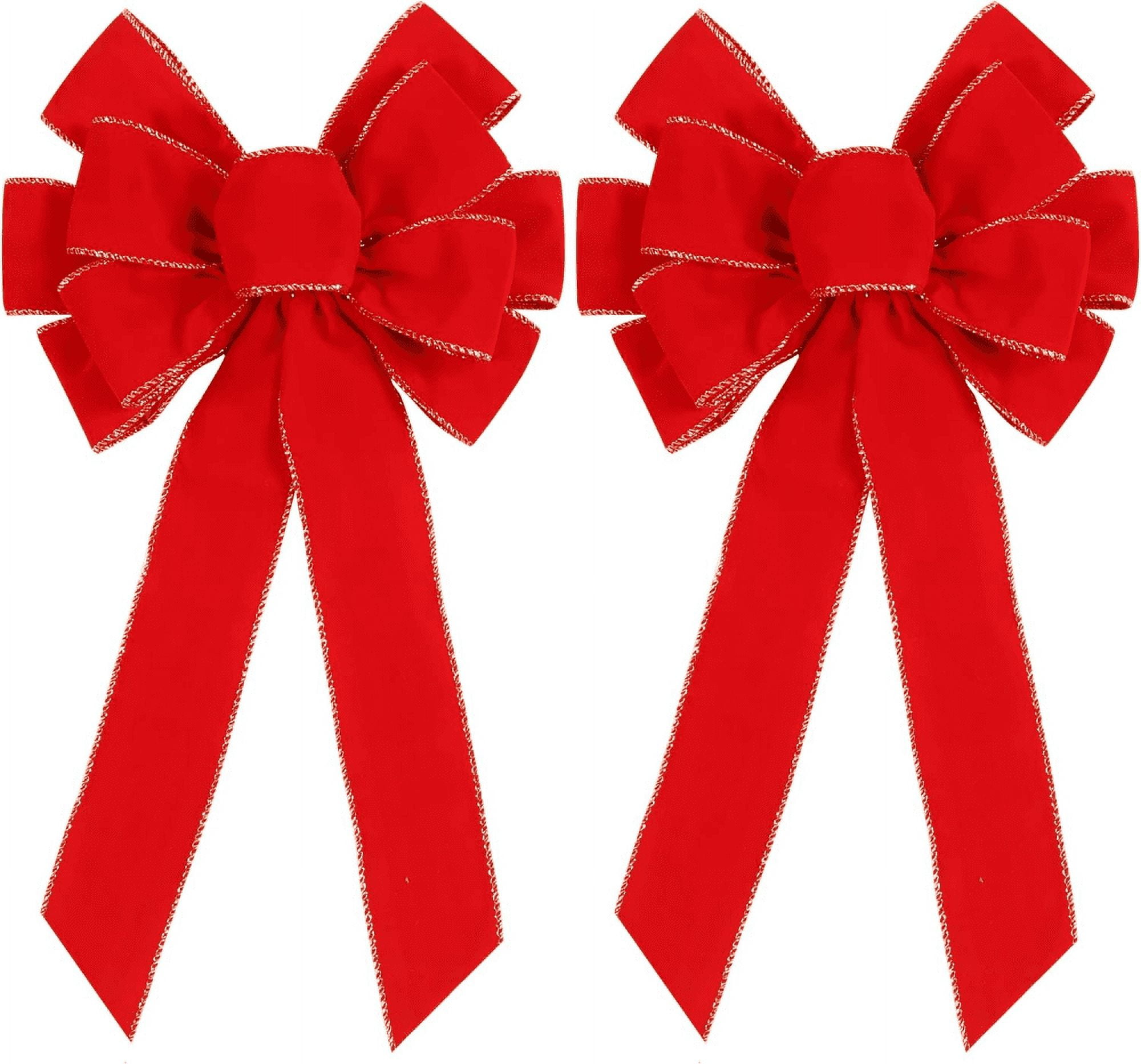 2 Pack Red Christmas Bows Outdoor Decorations,12”x20” Large Christmas