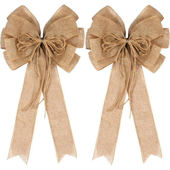 2 Pack Red Christmas Bows Outdoor Decorations,12”x20” Large Velvet Wreath Bow with Glitter String Gold Edge for Xmas Tree Topper Home Front Door Decor