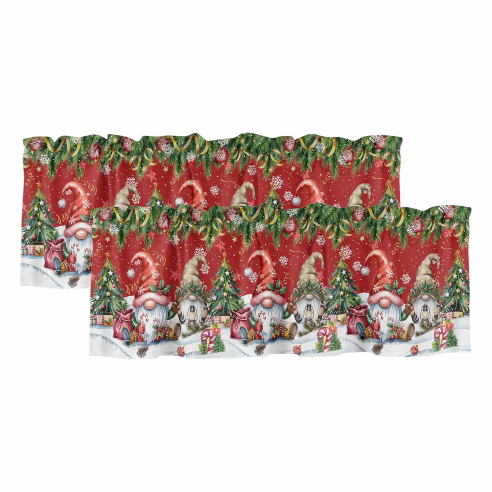2 Pack Red Christmas Valances for Windows Bedroom Living Room Window ...