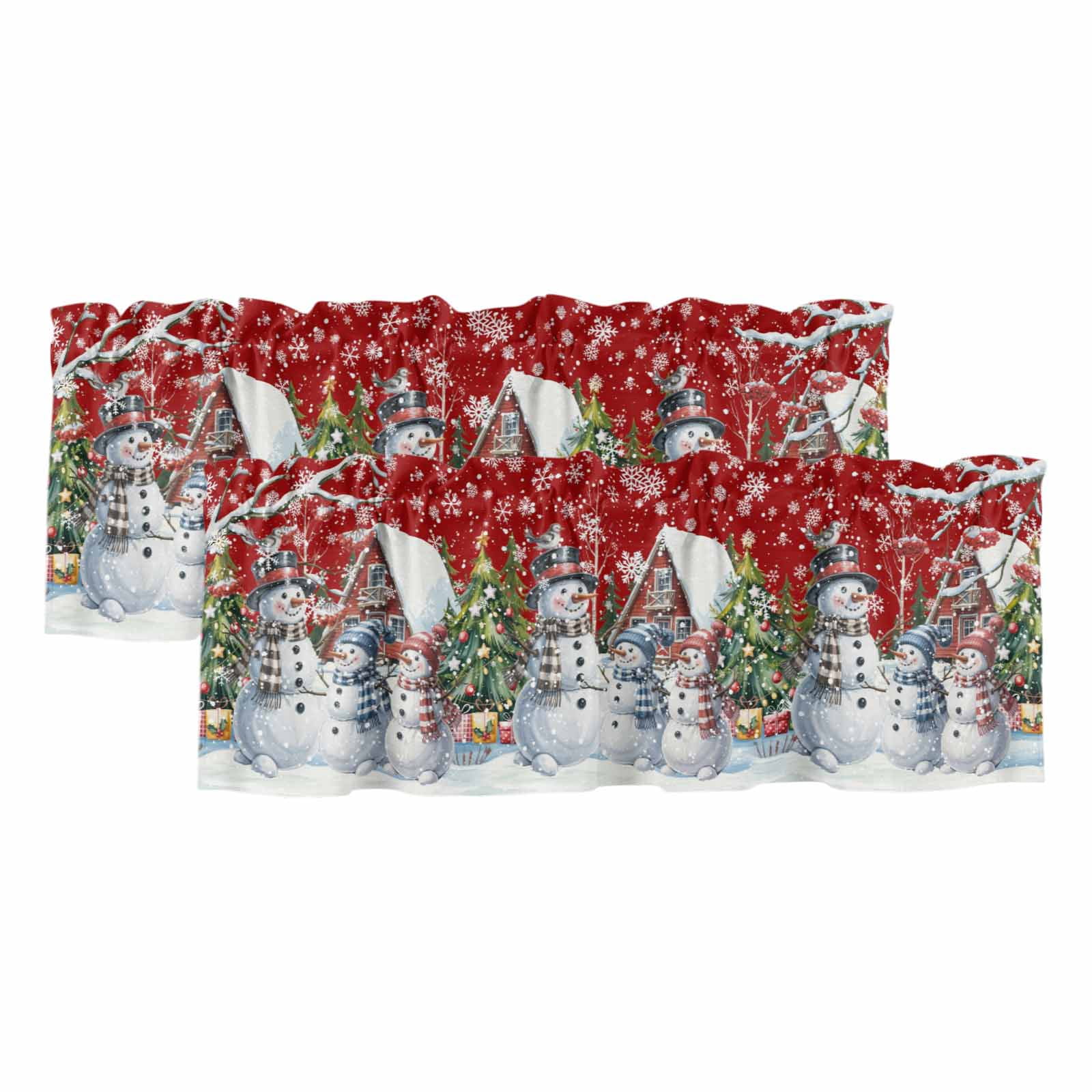 2 Pack Red Christmas Valances for Windows Bedroom Living Room Window ...