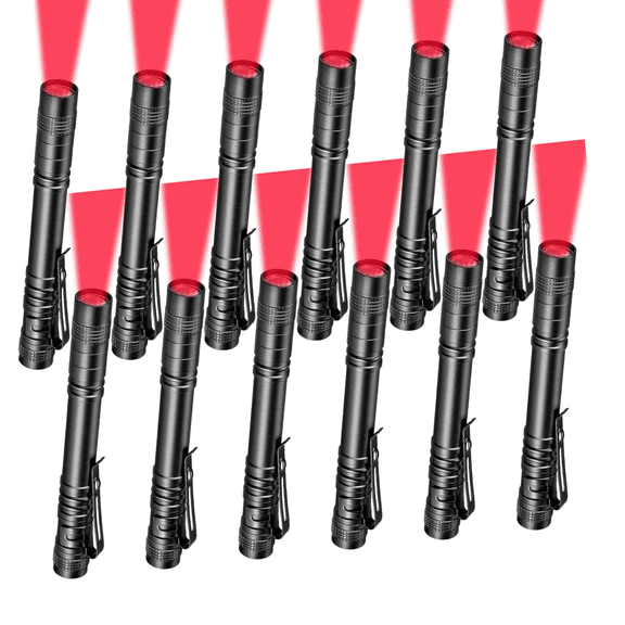 2 Pack Red LED Flashlight Pen Light, Red Light Flashlight Bright Torch for Night Astronomy Aviation Observation Turtle Safe Beach