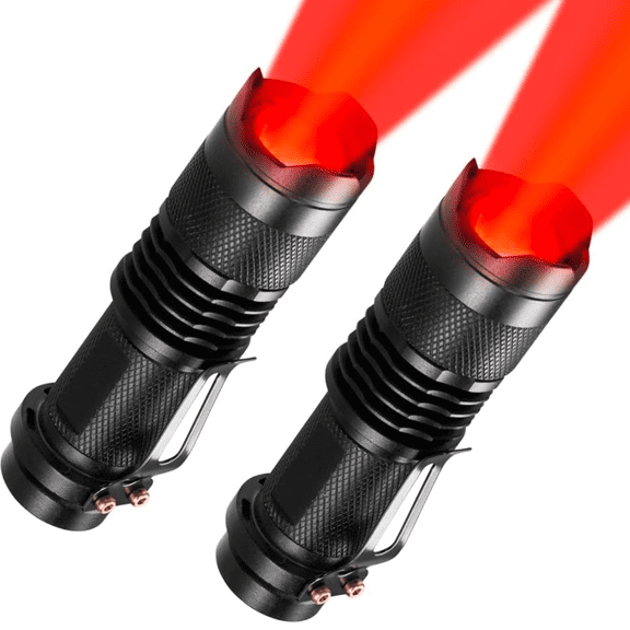 2 Pack Red Light Flashlight, Single Mode Red LED Zoomable for Night Observation Astronomy
