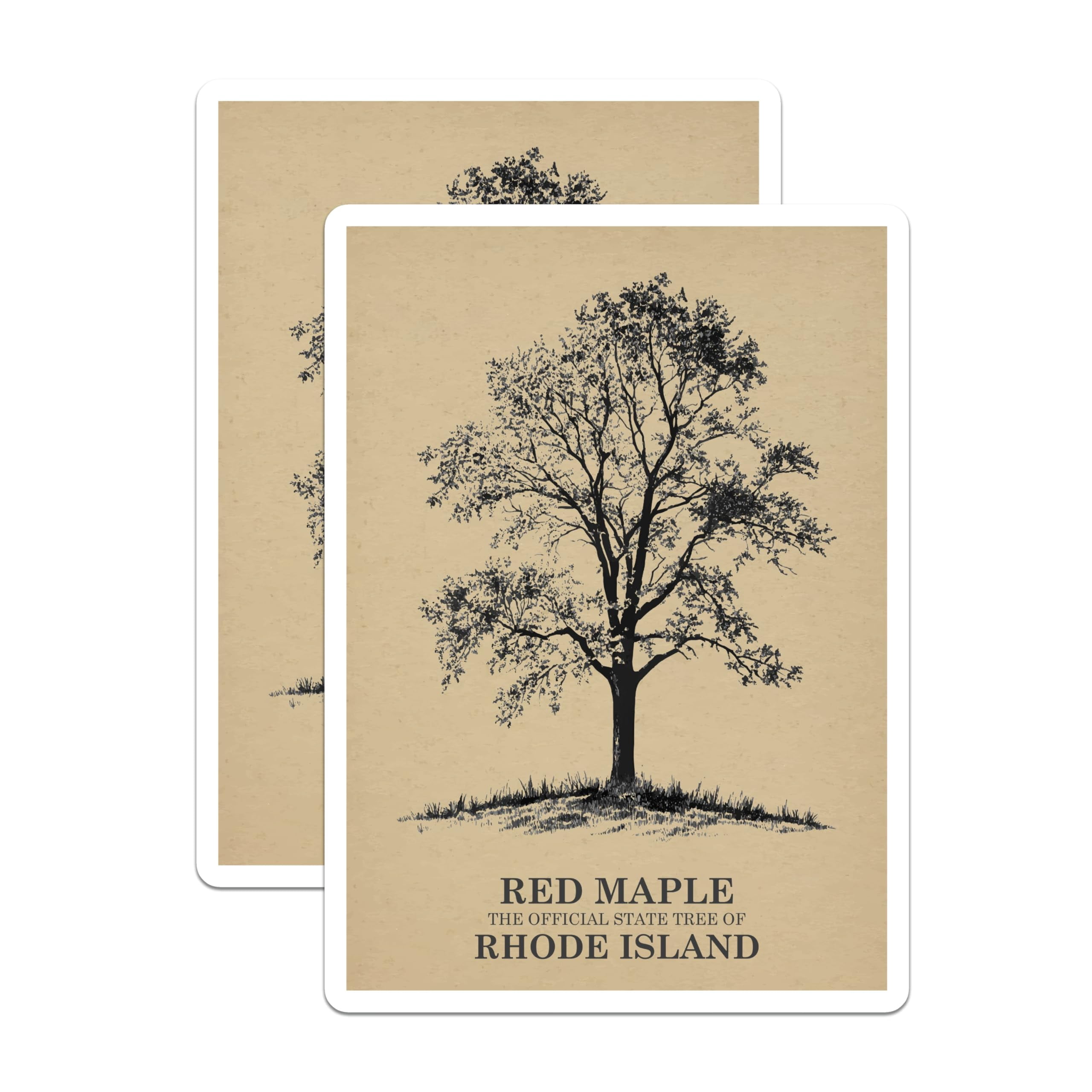 (2 Pack) Red Maple Tree Stickers - Rhode Island State Tree - Botanical ...
