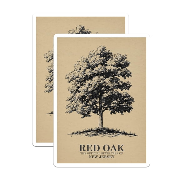 (2 Pack) Red Oak Tree Magnets - New Jersey Official State Tree - Botanical Illustration Magnets - Nature Lover Decor for Home - 5 Inches On Longest Side - Thick Durable Magnet - Made in USA - MAG19257