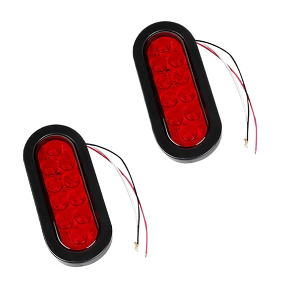 2 Pack Red Oval LED Trailer Lights Kit - Waterproof Stop/Turn/Brake Tail Lights with 10 LED Side Marker Lights for Trucks, RVs, Boats & Trailers-2 Pack