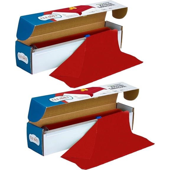 2 Pack Red Solid Print Rolls 52 Inch x 100 Picnic/Party Plastic Tablecloth Roll, Disposable Picnic Colored Table Cloth On a Roll with Self Cutter Box,Indoor/Outdoor, by Clearly Elegant