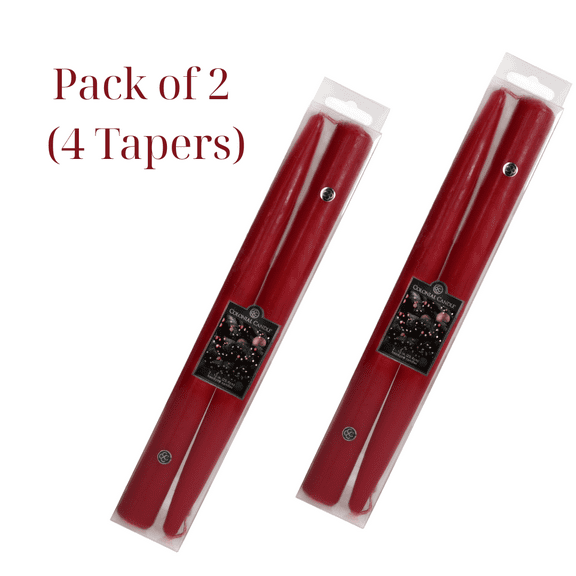 Colonial Candle, 2 Pack Handipt Tapers, Red, 8 Hour Burn, Set of 2,
