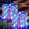 thumbnail image 1 of 2 Pack Red White and Blue Solar Lights, Each 100 LED 33FT Solar Fairy Lights Outdoor Waterproof, 4th of July Solar String Lights for Independence Day Outside Decorations, 1 of 7