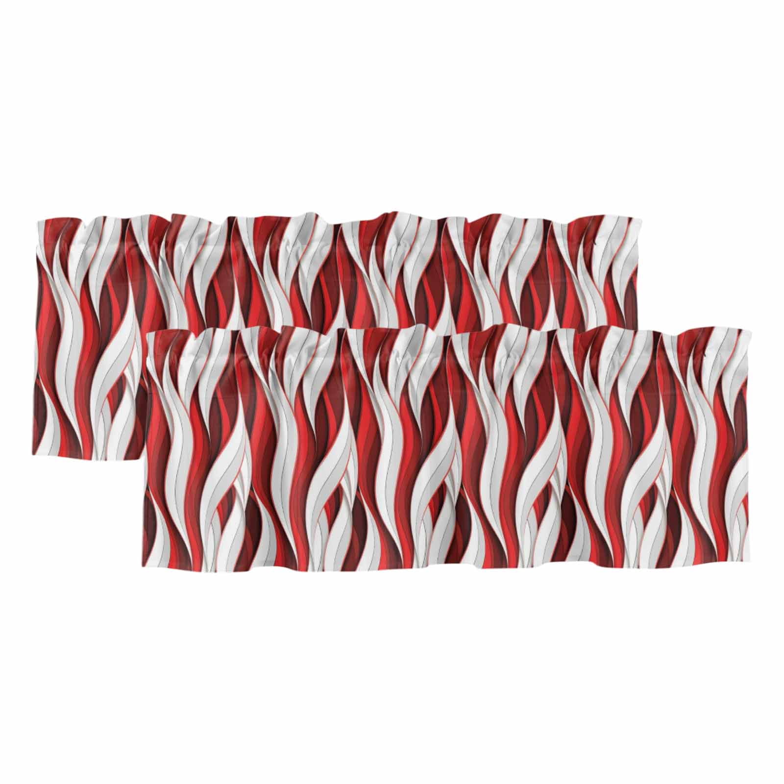 2 Pack Red White Moire Valances for Windows Bedroom Living Room Window ...